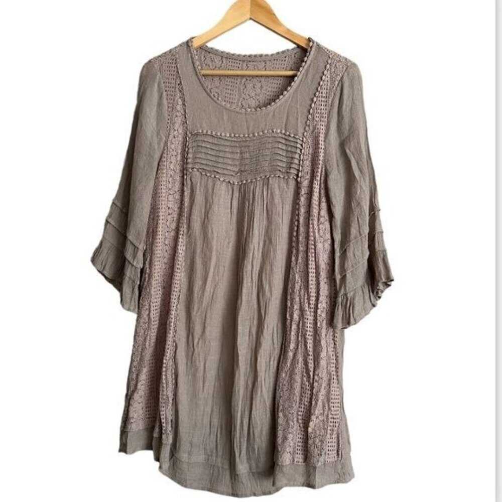 kori america beige lace bohemian dress size small